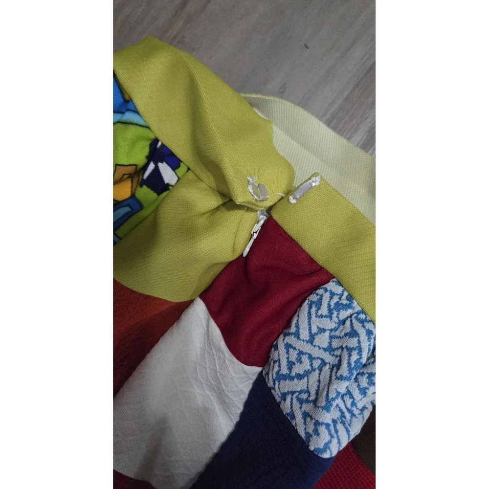 Handmade Vintage 70s Multi Color Quilt Skirt (27" Waist x39" Long) Boho Designer - Picture 5 of 9